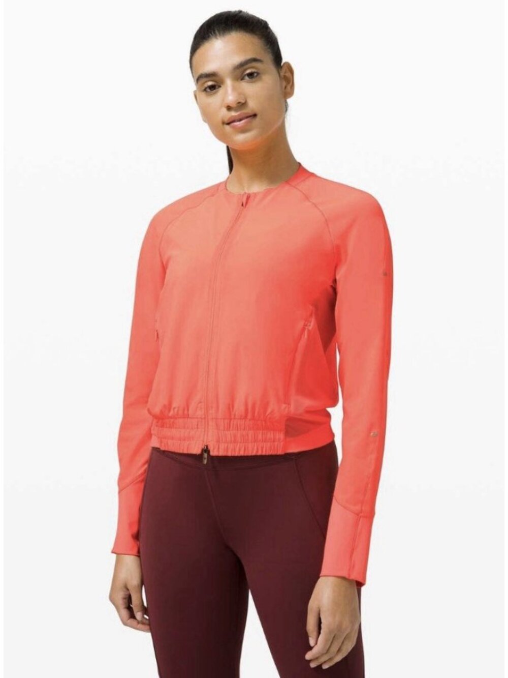 Lululemon Lightweight Run Jacket Size 8 Sunset Orange Full Zip Athletic Track